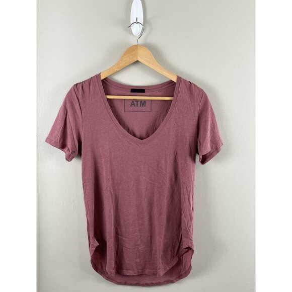 ATM Anthony Thomas Melillo Women’s V-neck Tee Sz M 100% Cotton - Picture 1 of 7